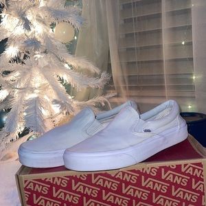 White slip on vans